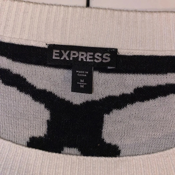 Express Zebra Animal Print Black White Stripes Cotton Pullover Sweater - Picture 3 of 8